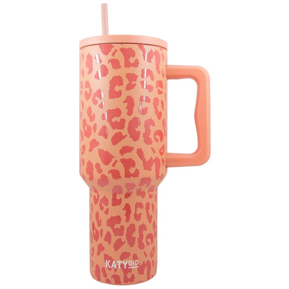 Katydid - Modern Orange Leopard 38 Oz Tumbler Cup w/ Handle | Jade ...